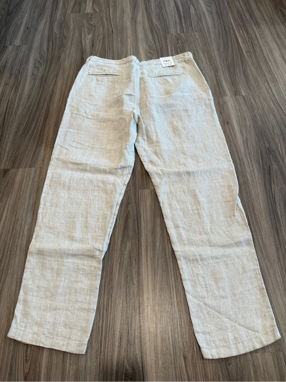 NWT Zara Men's Lightweight 100% Linen Pants in Natural Beige Size US 32 Waist